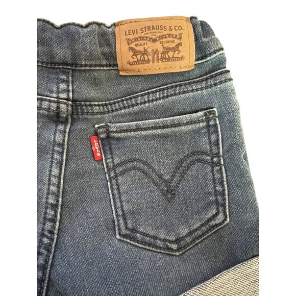 Levis Girlfriend Short Medium Wash Blue Denim Size 3T Adjustable Waist - Picture 3 of 6